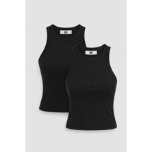 JUST UNIQUE DENIM J.U.D Barra 82003-1 2'li Kadın Basic Halter Atlet