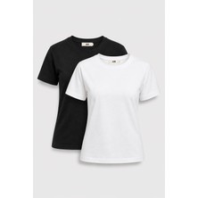 JUST UNIQUE DENIM J.U.D Victoria 80001-1 Regular Fit 2'li Kadın Basic T-Shirt