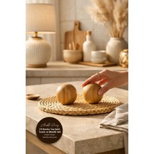 Handanca 2’li Bambu Top Şekil Tuzluk ve Biberlik Seti Doğal Ahşap Mutfak Aksesuarı