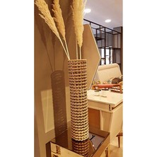 Handanca Metal Tel Hasır Örgülü Tasarım Vazo 70CM Pampas Vazosu , Hasır Vaso