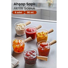 Handanca 6 Lı Ahşap Saplı Mika Reçellik Sosluk Sofra Sunum Kahvaltı Seti - 80 ml