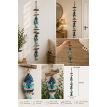 Doğal Ahşap Balık Duvar Dekoru 3’lü – Marin & Bohem Stil (103 cm