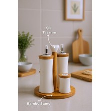 Handanca Fiago Bambu Standlı Yağlık Sirkelik Tuzluk ve Biberlik