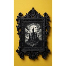 Tilekey Seramik Siyah Gotik Barok Çerçeve - Vintage Ornate Duvar Çerçevesi - Dekoratif Boş Resim Çerçevesi