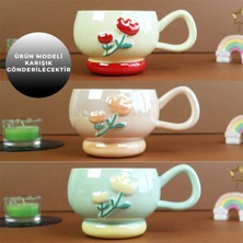 Giftmoda Pastel Çiçek Seramik Kahve Kupası BM-2364