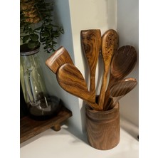 Handanca Doğal Akasya Ahşap Mutfak Servis Seti- 7 Parça