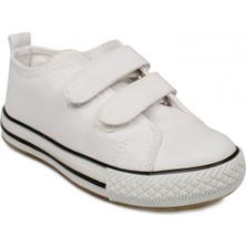 Vicco Unisex Beyaz Spor Ayakkabı (925.B20Y.150-11) Işıklı Kanvas Düz Taban Cırtlı Bağlama 24 Numaralı