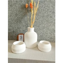 Handanca Dekoratif Iskandinav Vazo Tealight Mumluk Set