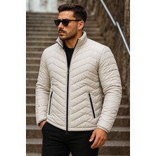 Comstar Erkek Kışlık Trend Krem Kapitone Şişme Mont
