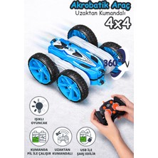 Gokidy Mavi Uzaktan Kumandalı 360 Derece Dönen Akrobatik– Şarj Edilebilir Işıklı Rc Oyuncak Araba