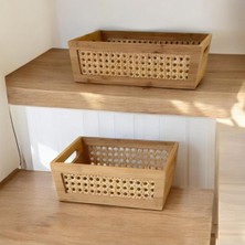 Handanca 2'li Bambu Organizer Pinterest Model Banyo Mutfak Düzenleyici Ekmek Sepeti Saklama Kutusu