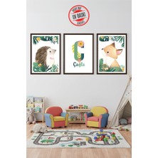 Giftcrea Uv Baskılı Çocuk Odası 3'lü Ahşap Mdf Tablo Seti - V5