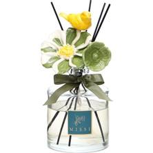Missi Crystal Bloom Collection Emerald-Parlak Sırlı Seramik Çiçekli Oda Kokusu-White Jasmine