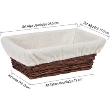 Handanca Hasır Bezli Hamur Mayalama Sepeti | Dikdörtgen Ekmek Sepeti 24 cm (Esd-24)