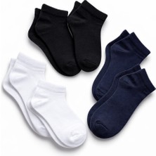 Tina Atelier 6 Çift Kız-Erkek Spor Patik Çorabı Unisex (2beyaz-2siyah-2lacivert Seti)