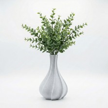 Handanca Modern Spiral Tasarım Beyaz Mermer Dokulu Dekoratif Mini Vazo (18 Cm) - Iskandinav Tarzı 3D Saksı