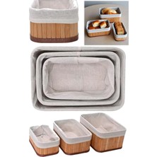 Handanca Bambu Üçlü Sepet Mutfak Çeyizlik 3 Boy Kaliteli 3 Parça Ekmek Sepeti