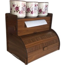 Handanca Ekmek Kutusu,ceviz Renk Ahşap Ekmeklik, Kapaklı Ahşap Ekmek Saklama Dolabı,bread Box