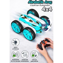 Gokidy Yeşil Uzaktan Kumandalı 360 Derece Dönen Akrobatik– Şarj Edilebilir Işıklı Rc Oyuncak Araba