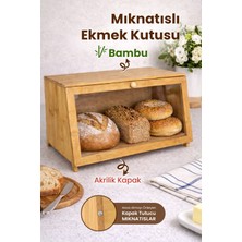 Handanca Mıknatıs Kapaklı Bambu Ekmek Kutusu - Mutfak Düzenleyici Ekmek Saklama Kutusu Tezgah Üstü Ekmeklik
