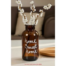 Handanca Amber Cam Dekoratif Vazo – “home Sweet Home” Yazılı, 20 cm Süs Bitkisi Vazosu