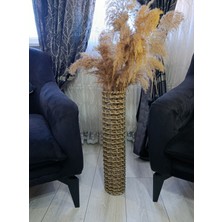 Handanca Haki Metal Tel Hasır Örgü Çiçek Pampas Vazo 60 cm Antrasit Renk Akrilik Malzeme