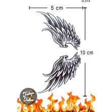 Trakya Tattoo Minimal Kanat Siyah Geçici Dövme 1-2 Hafta Kalıcı 5x10 cm Boyutunda