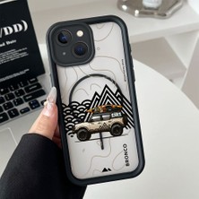 HONTINGA iPhone 14 Uyumlu Şeffaf Magsafe Wireless Köşe Düşüme Önleyici Basitlik Anti Düşme Kamera Korumali Araba Deseni Silikon Telefon Kılıfı K7-0061