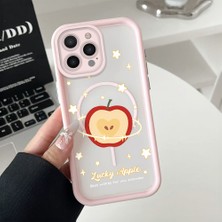 HONTINGA iPhone 14 Pro Max Uyumlu Şeffaf Magsafe Wireless Köşe Düşüme Önleyici Basitlik Anti Düşme Kamera Korumali Elma Deseni Silikon Telefon Kılıfı K7-0058