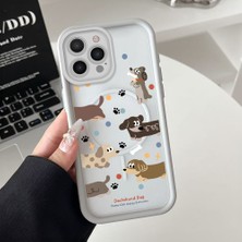 HONTINGA iPhone 15 Pro Max Uyumlu Şeffaf Magsafe Wireless Köşe Düşüme Önleyici Basitlik Anti Düşme Kamera Korumali Sevimli Köpek Deseni Silikon Telefon Kılıfı K7-0059
