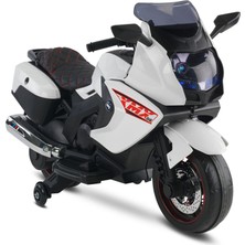 Babyhope Akülü Motor 12V 438 Tek Kişilik Beyaz Motosiklet 15 kg Taşıma Kapasitesi ile Eğlenceli Sürüş