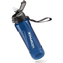 Uzspace Pipetli 850 ml Lacivert Tritan Su Matarası Sağlıklı BPA İçermeyen Hafif Tasarım