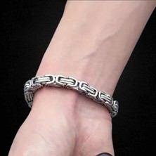 Vitrin Accessories Çelik Bileklik Kral Zincir Model 0.5 mm 22 cm Bizans Bağlantı Tasarım  Gümüş Silver