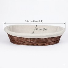 Handanca Hasır Bezli Oval Hamur Mayalama Sepeti | Ekmek Sepeti 55 cm (ESO-55R)