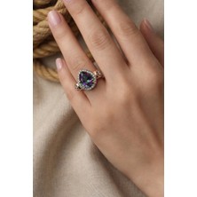 Silveranka 925 Ayar Gümüş Otantik Mistik Topaz Damla Taşlı Yüzük