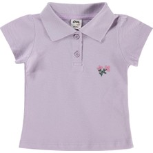 Civil Baby Çiçek Nakışlı Basic 6-18 Ay Tişört - Lila