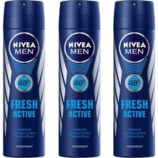 Nivea Men Fresh Active Deodorant 3 x 150 ml Erkekler İçin Ferah Koku ve Terlemeye Karşı Koruma