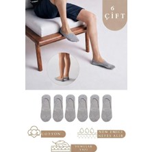 Tina Atelier 6 Çift Kadın-Erkek Pamuklu Kaydırmaz Silikonlu Babet Çorap Seti