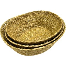 Handanca 3'lü Hasır Ekmek-Meyve Sepeti Oval - 05