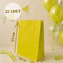 Sarkap 25'li 18X8X24 Sarı Burgu Saplı Kraft Kağıt Karton  Çanta