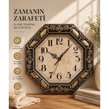 Atak Hediyelik Sekizgen Sessiz Akar Duvar Saati Polyester