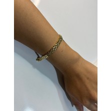 Hüma Butik Çelik Altın Kaplama Minimalist Yıldız Sıralı Su Yolu Bileklik