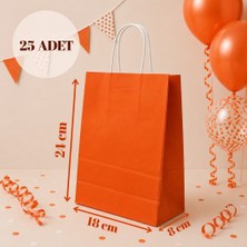 Sarkap 25'li 18X8X24 Turuncu Burgu Saplı Kraft Kağıt Karton Çanta
