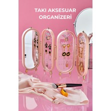 Handanca Takı Aksesuar Standı – Yüzük, Kolye, Küpe Katlanabilir Seyahat Organizeri - Pembe