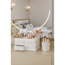 Handanca Alfa Çok Amaçlı Makyaj Fırçalık Kozmetik Saklama Kutusu Makyaj Masası Düzenleyici Organizer Seti 2li