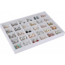 Handanca Ithal Süet 24 Bölmeli Gri Renk Takı Sergileme Kutu Tablası (Aydındecor)