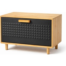 Mis Kitchen Bambu Ekmek Kutusu Metal Kapaklı Çekmeceli Ekmek Dolabı Bread Box 36X24X23 cm