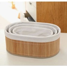 Handanca Bambu Hasır Ekmek Sepeti 3^lü Ekmeklik Bambu Ekmek Sepeti  Oval