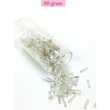 Die Grup Uzun Boru Kesme Boncuk Çap 2mm Uzunluk 10 mm - 60 Gram - Parlak Gümüş - BNC296