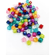 Die Grup Küp Boncuk Içten Boncuklu Bileklik Çanta Boncuğu 10 mm 50 gr Karışık Renk - BNC447